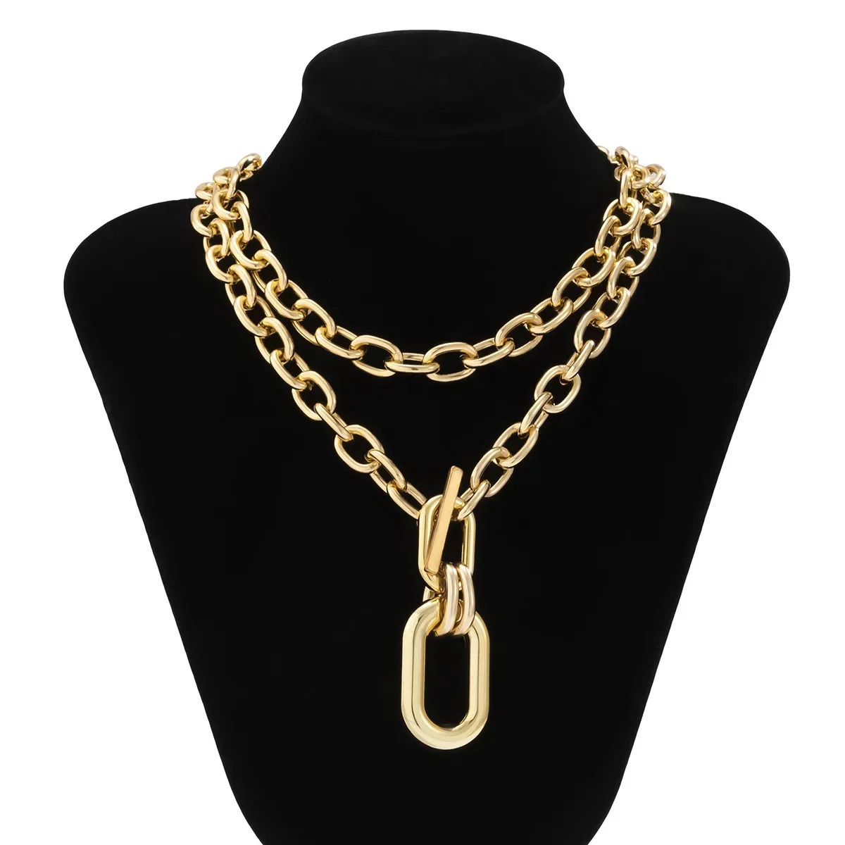 Exaggerate Big Double Layer Metal Chain Choker Necklace for Women Men Hip Hop Punk OT Buckle CCB Pendant Necklaces Jewelry Gifts 250716