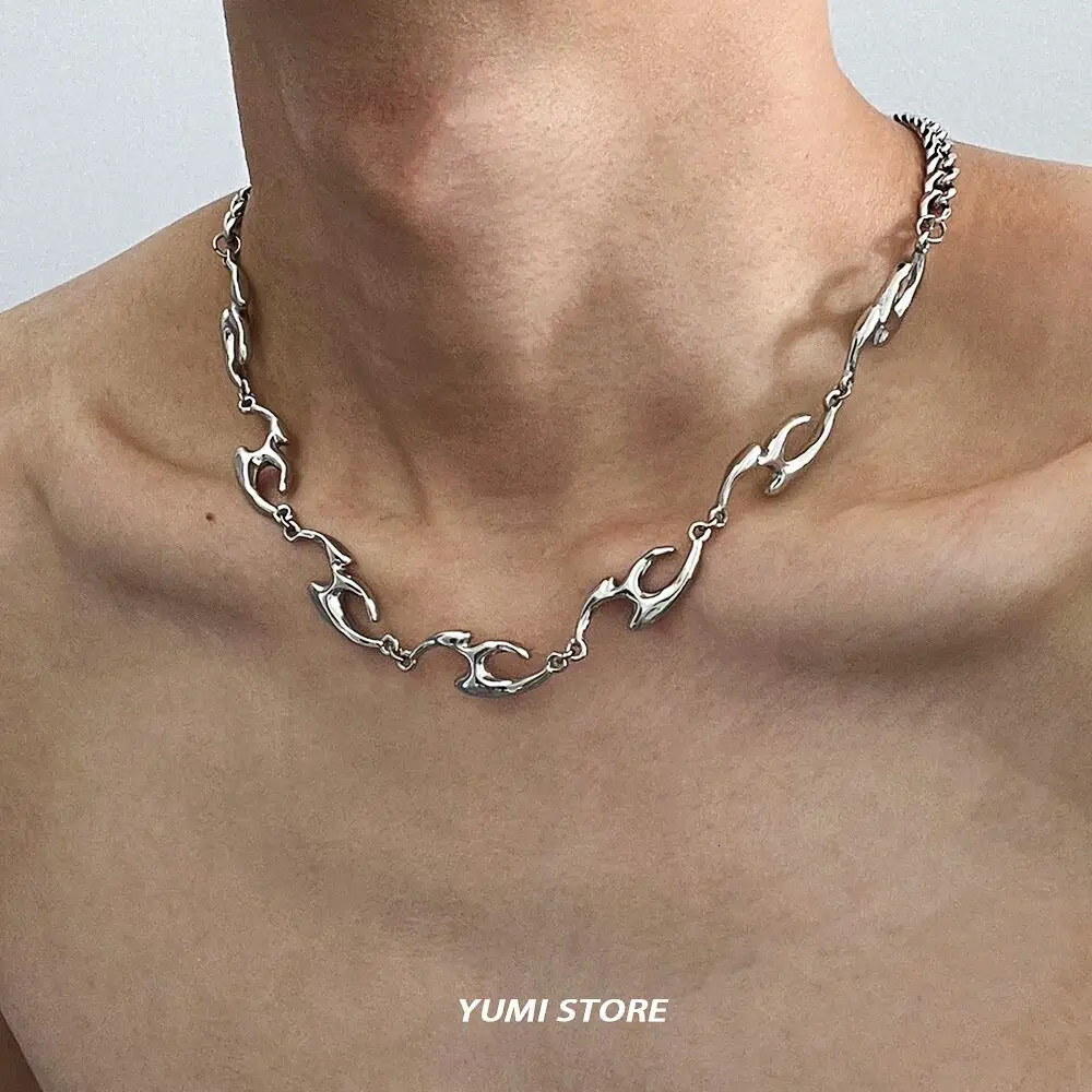 Trend Irregular Steel Necklace For Man Collar Chain Unisex Jewelry Street Hip Hop Accessories Wholesale 250715