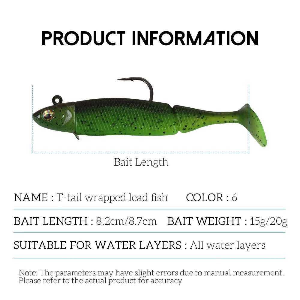 TOLU 15g/20g Artificial Soft Bait with Jig Spoon 6 Colors Jigging Soft Lure Rubber Bass for Freshwater Z250717