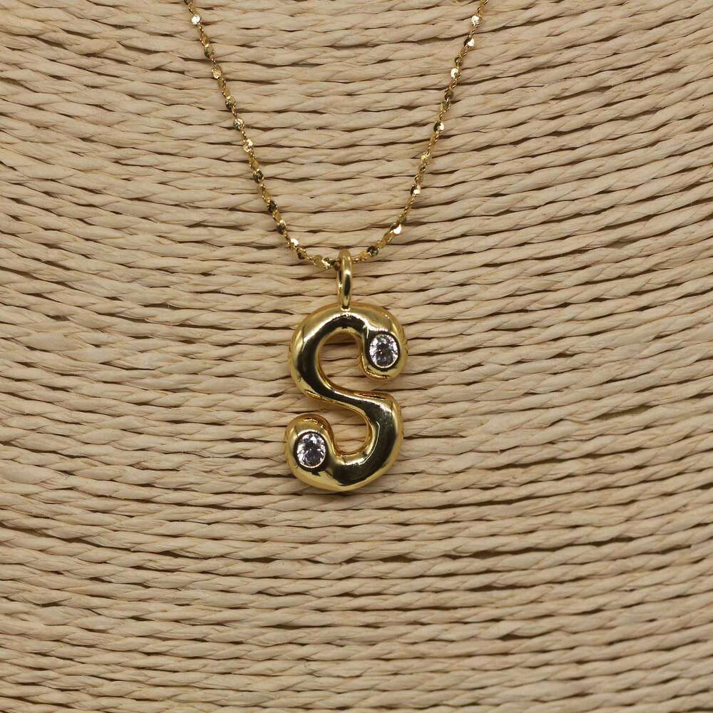 Accessories Electroplated Stainless Steel Initial Zircon Brass Letter Pendant Jewelry