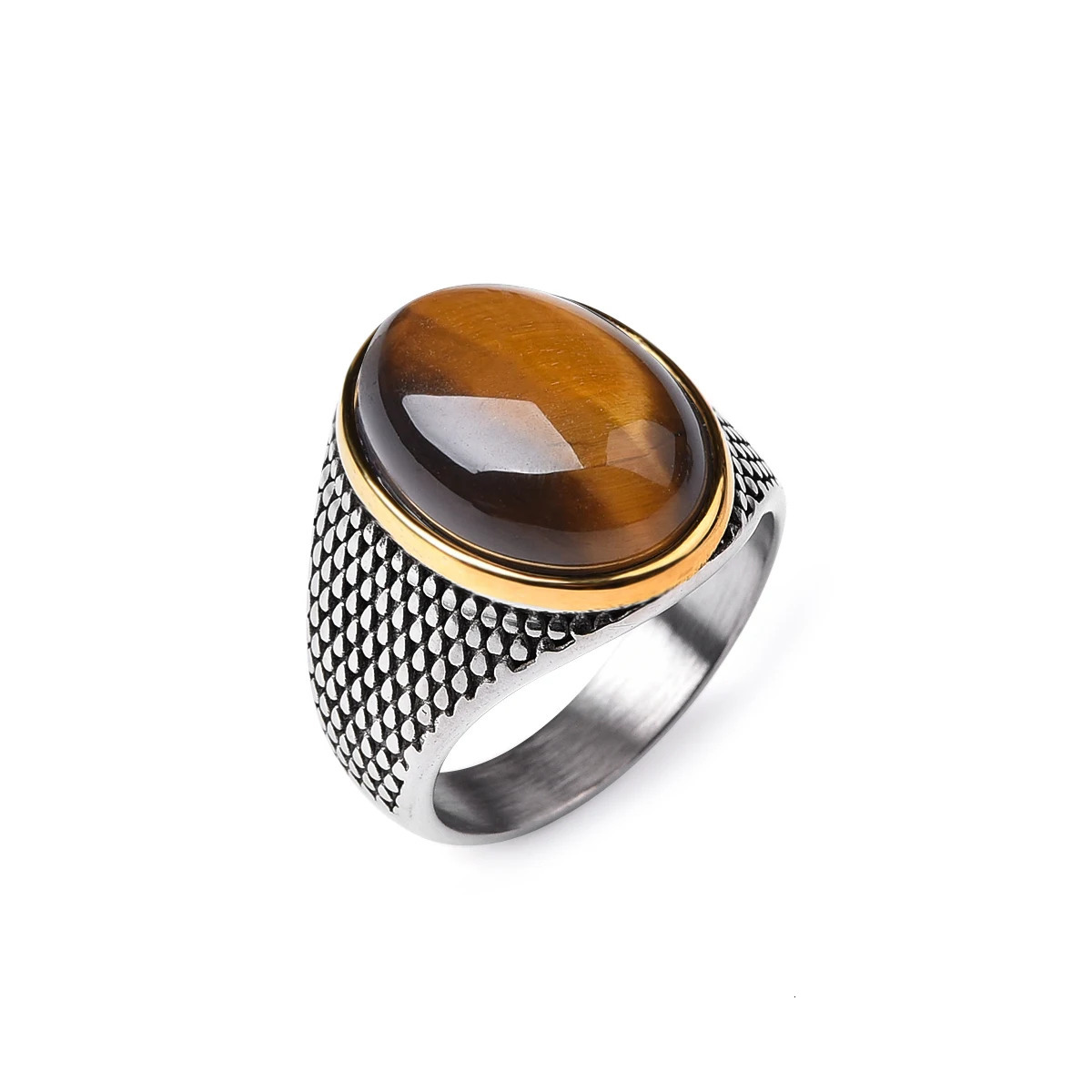 Mens/Women 316LStainless Steel Onyx Texture Gilded Rings Classic Fashion Trend Jewelry High Quality Products 250716