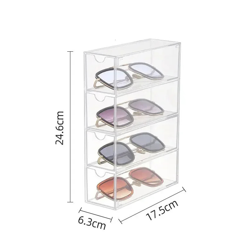Acrylic Glasses Case Multifunctional Transparent Dustproof Desktop Organizer Creative Drawer Style Display Holder Sunglasses 250716