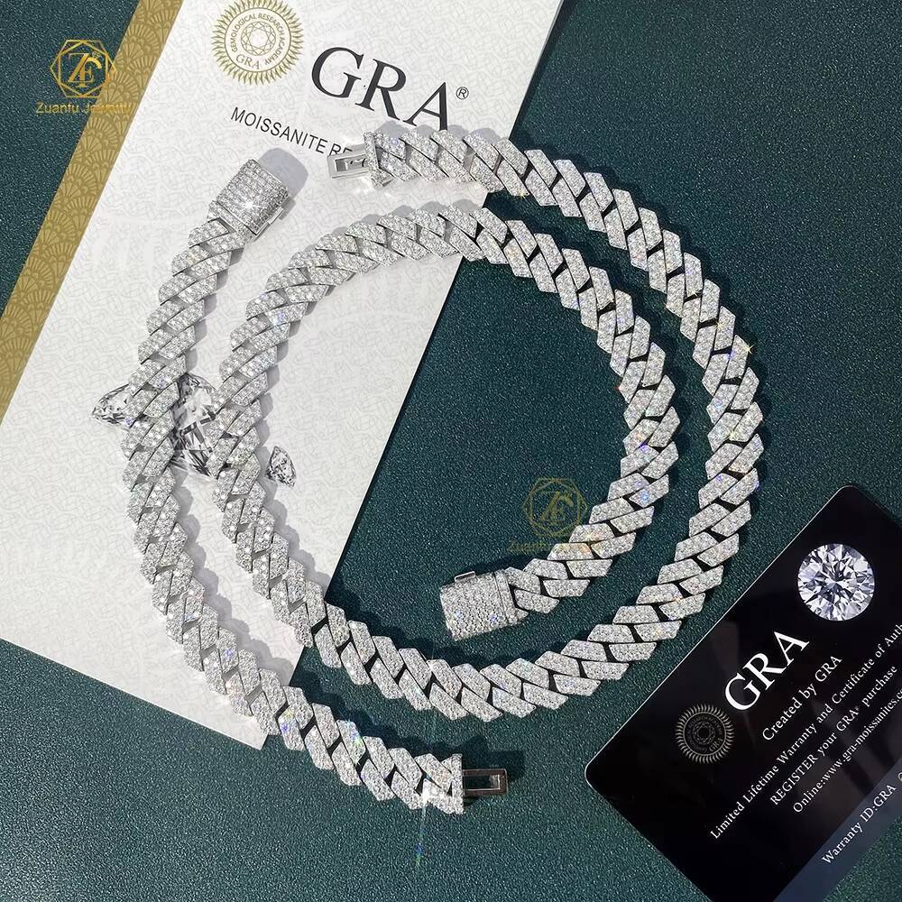 6MM 8MM 10MM 12MM 14MM 16MM 18MM 20MM Real Gold Plating Trendy 925 Silver Necklace Moissanite Cuban Link Chain Hip Hop Jewelry