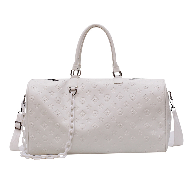 2025 Small - distance travel bag, large - capacity PU hand - carried business travel luggage bag fashionable embossed sports and fitness bag