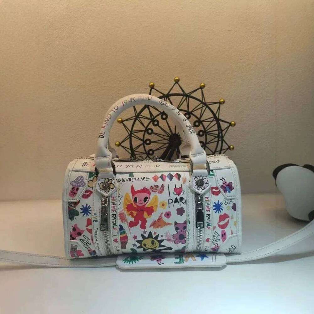 Ladies Graffiti Funny Design With Multiple Zippers Luxurious Single Shoulder Diagonal Cross Bag Designer Handbag