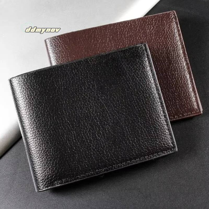 Mens Wallet Genuine Leather Men Premium Product Real Cowhide Wallets for Man Short Black Walet Portefeuille Homme ddmynov