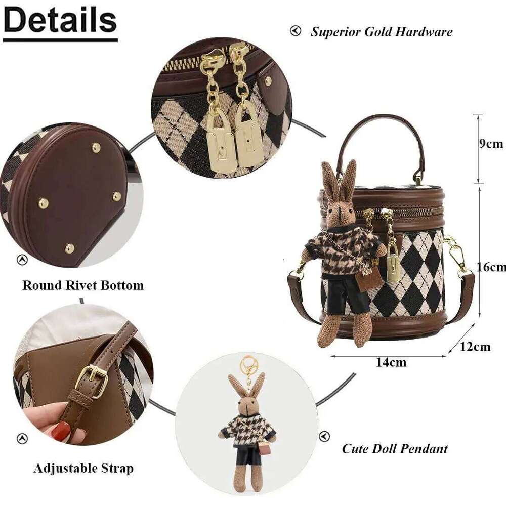 Women's For Fashion Designer Zipper Small Handbags For Women Leather Bucket Shoulder Bag 2023 New Trend Pendant