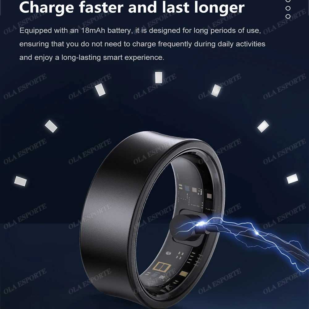 New Smart Ring Military Grade Titanium Steel Shell Health Monitor IP68 10ATM Waterproof Multi-sport Modes GPS Tracker Smart Ring W250819
