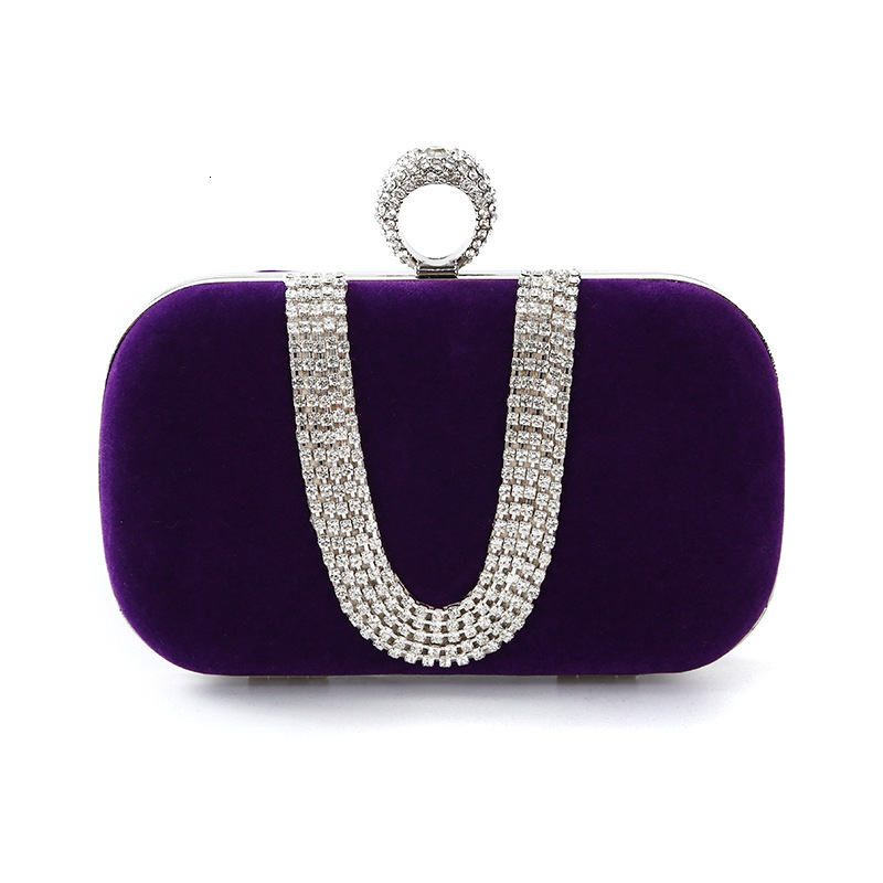Free Shipping Designer Luxury Women's Evening Bag U-shaped Diamond-studded Handmade Banquet Clutch Makeup Dress Bridal Bag Fashion Handbag
