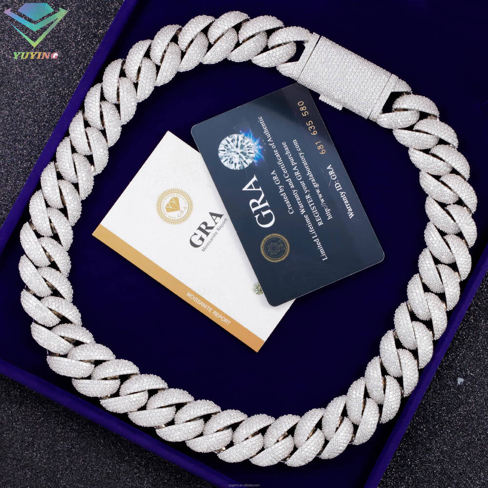 Heavy Weight Cuban Chain Solid Silver Iced Out 5rows 6rows VVS Moissanite Diamond Chain Link for Mens Hiphop Jewelry Daily Life