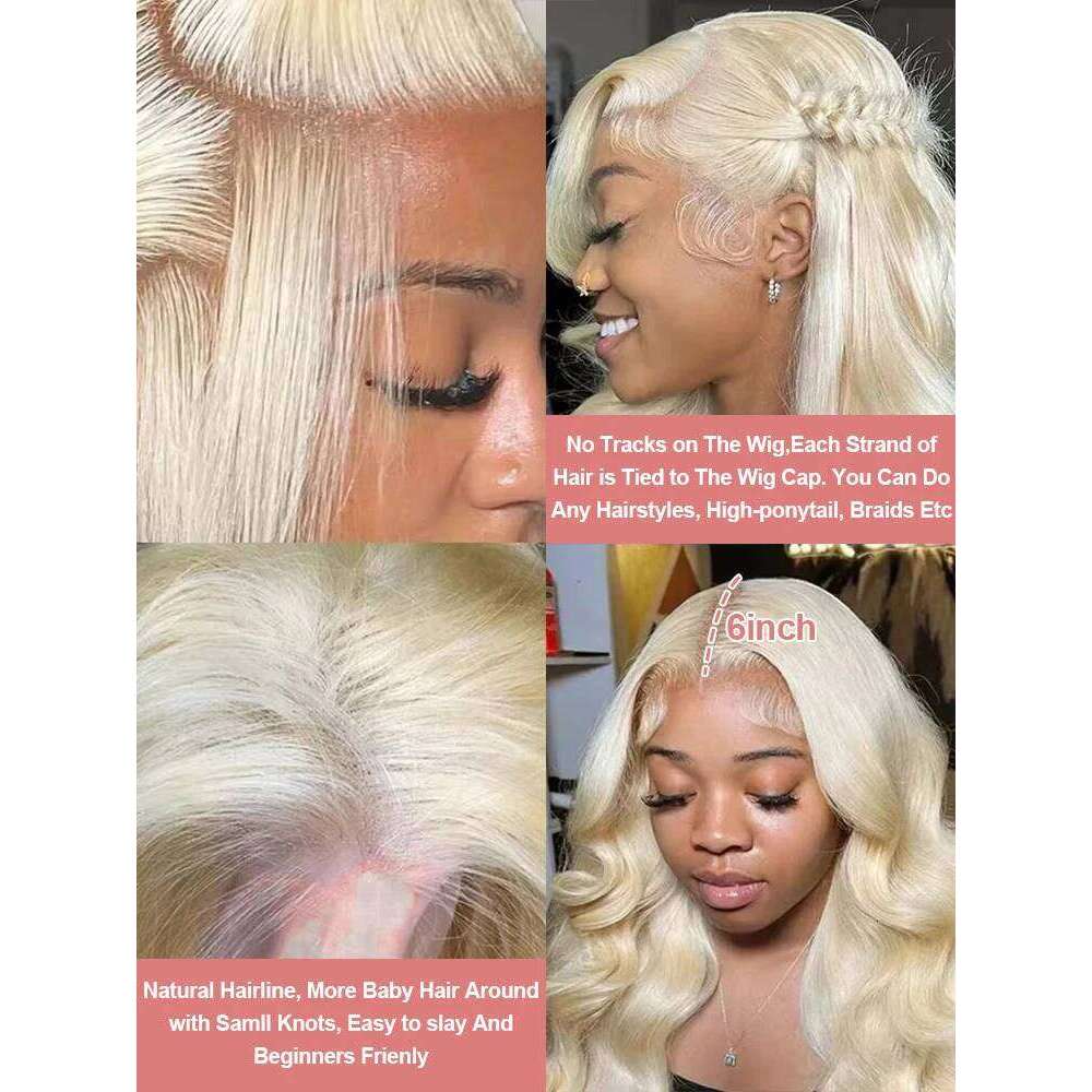 36 40 Inch 613 Honey Blonde Body Wave 250 Density 13x6 Front Human Hair Wigs 13x4 HD Lace Frontal Wig for black women