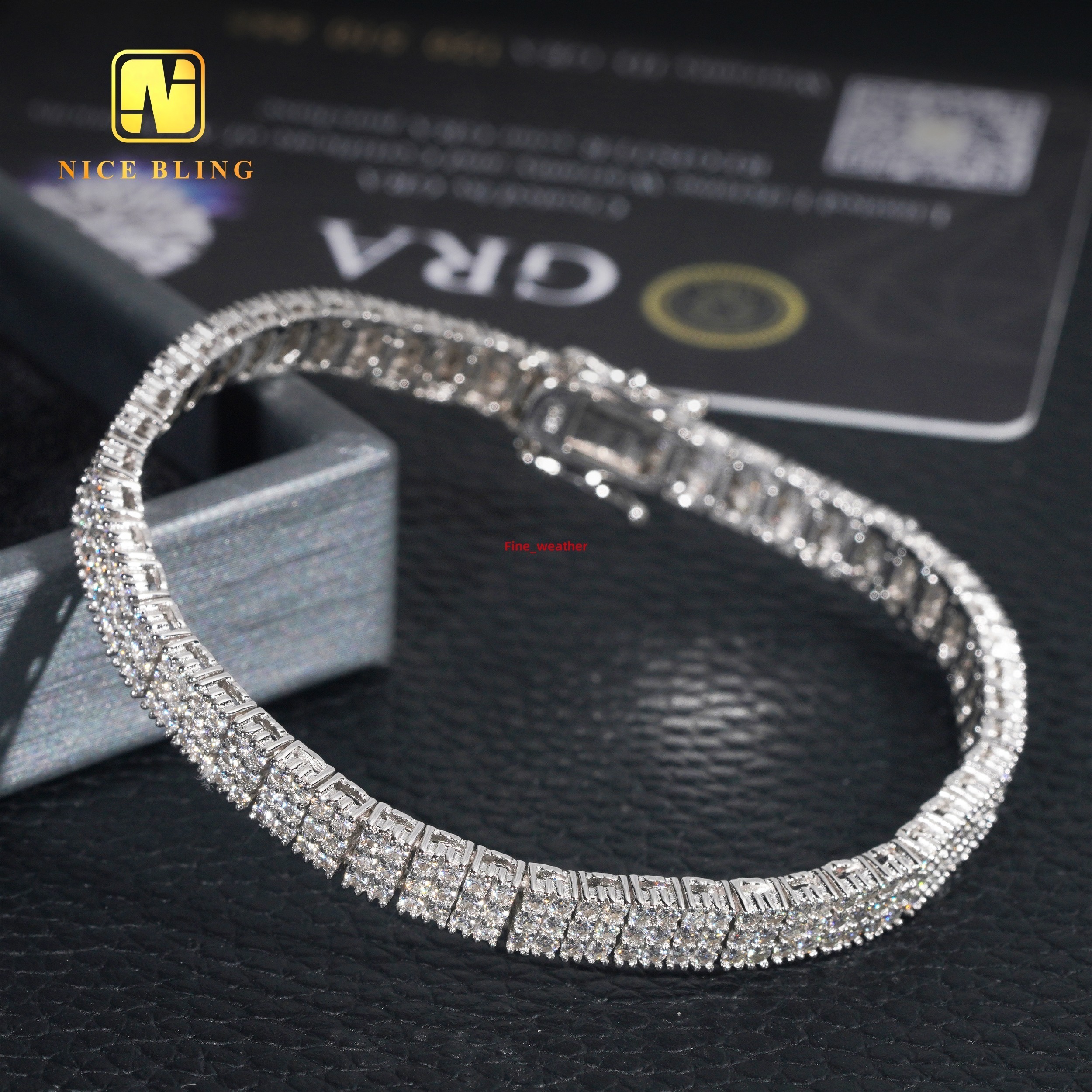 New Arrival 3 Rows Moissanite Tennis Bracelets White Gold Plated Hip Hop Fine Jewelry 925 Silver Diamond Tennis Chain Bracelets