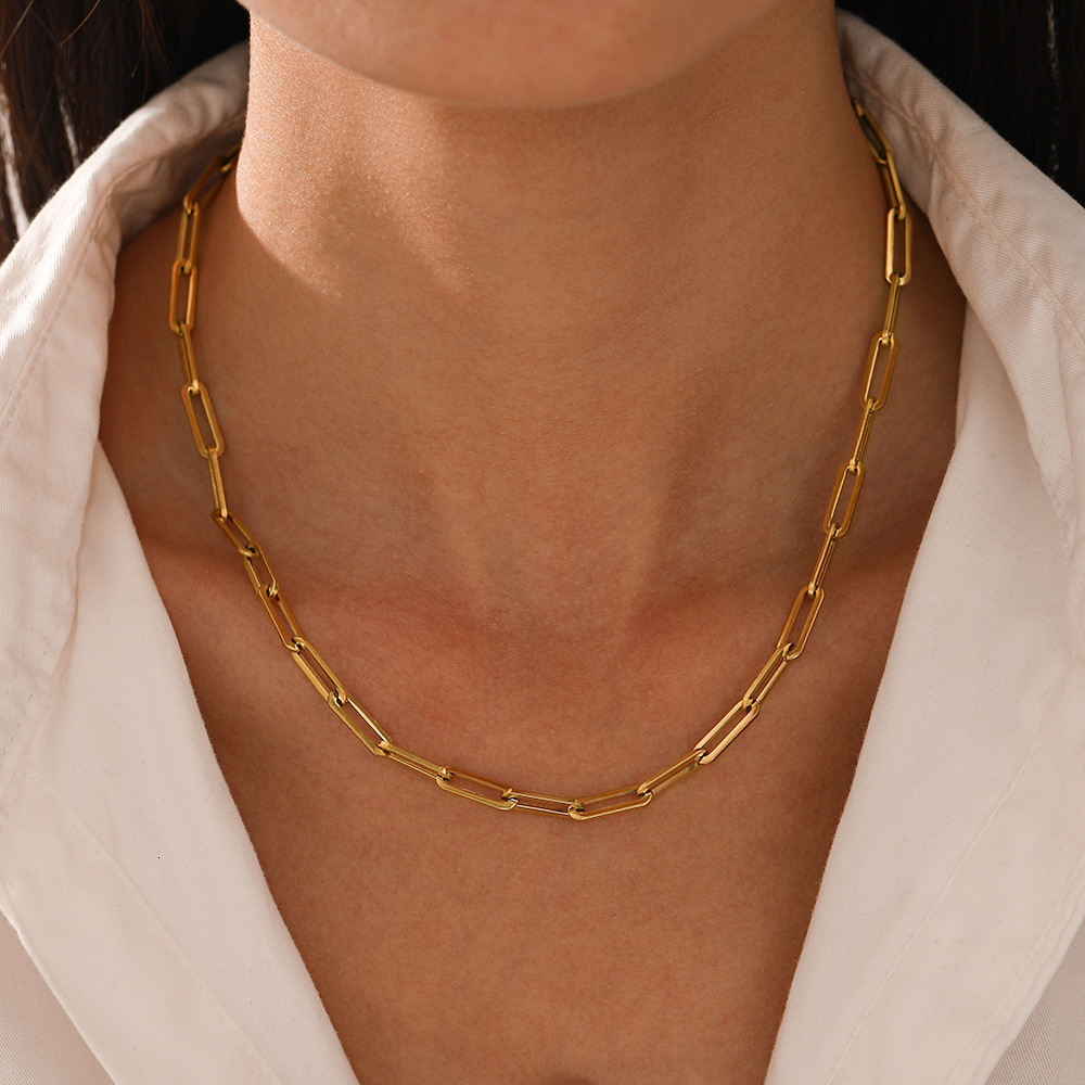 Titanium Steel Necklace for Women Simple Stainless Steel Chain Necklace Gold-Plated Clavicle Chain Choker