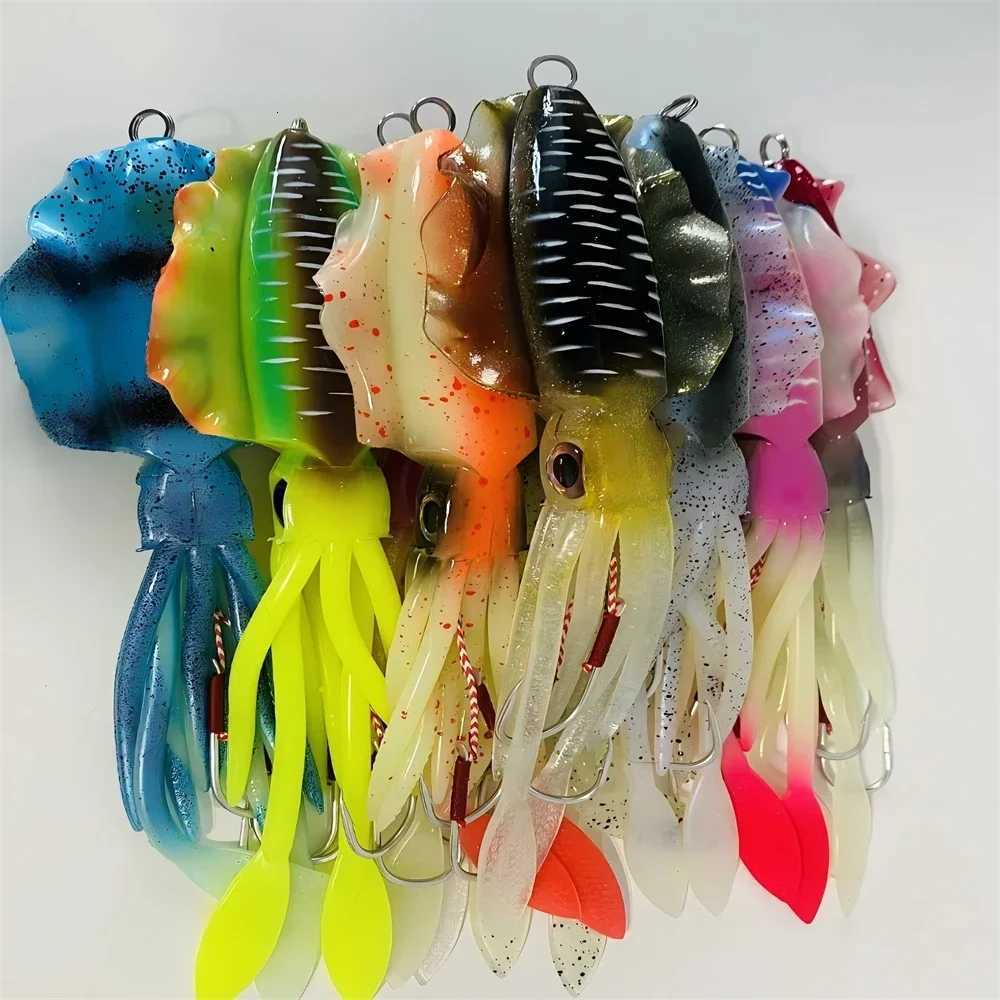 ZUKIBO Soft Squid Bait Fishing Trolling Lure Octopus Jigs 60g Luminous UV Squid Jig for Deep Sea Boat Fishing WobbLErs Bait Z250717