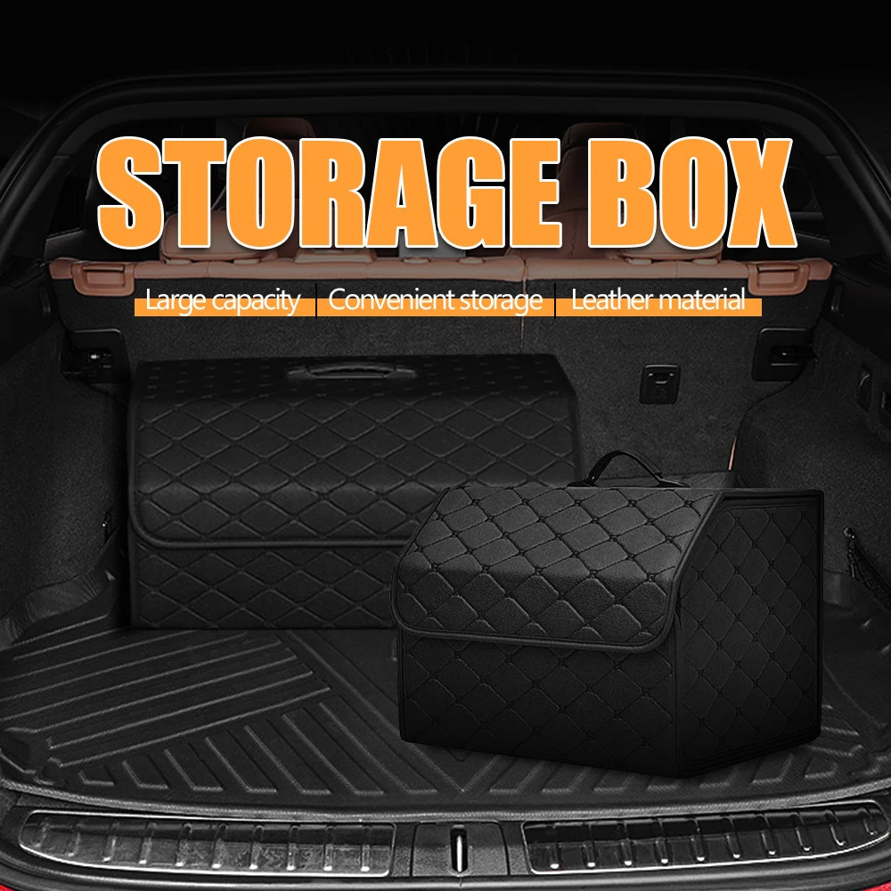 Car PU Leather Trunk Storage Box Portable Foldable Storage Car Multiuse Storage Car Trunk Bag Auto Storag Box 250715