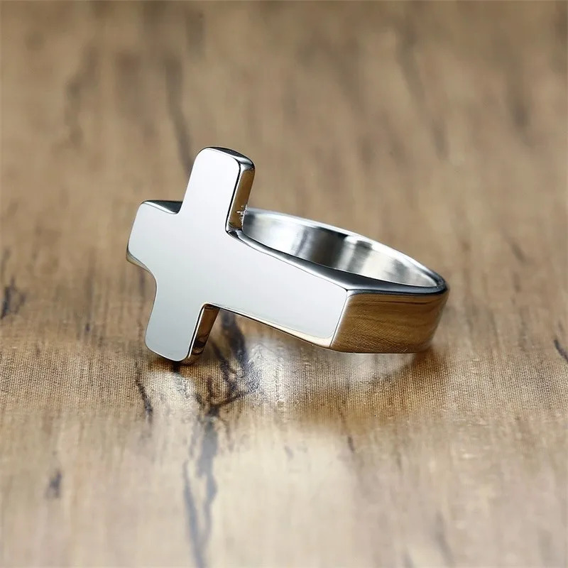 Men Cross Shaped RingWaterproof Stainless Steel Ring with Silverly Black GoldenStylish Male Jewelry Gifts 250716