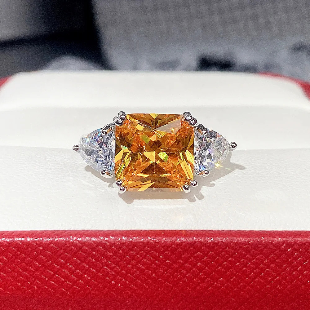 High Quality Big Pink Yellow White Zircon Rings for Women Full CZ Wedding Rings Ladies Girls Party Jewelry Gifts 250716