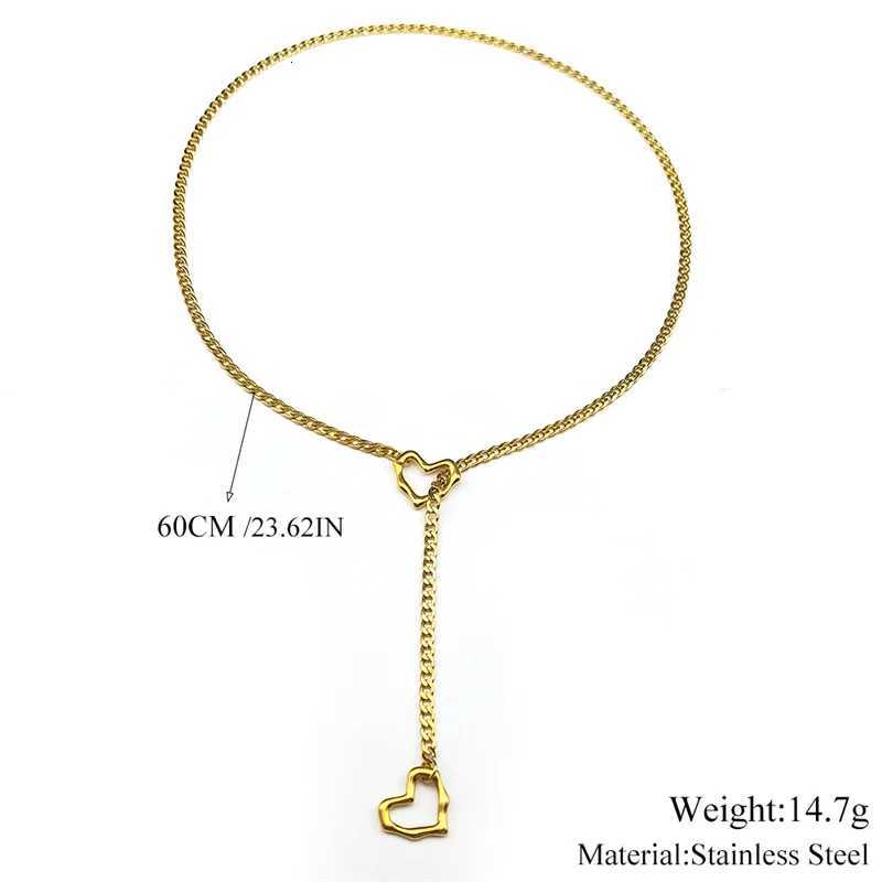 Heart O-ring Long Chain For Women Men Punk Rock Necklace Stainless Steel Key Lock Necklaces Adjustable Y-necklace Jewelry Gift XJ250717