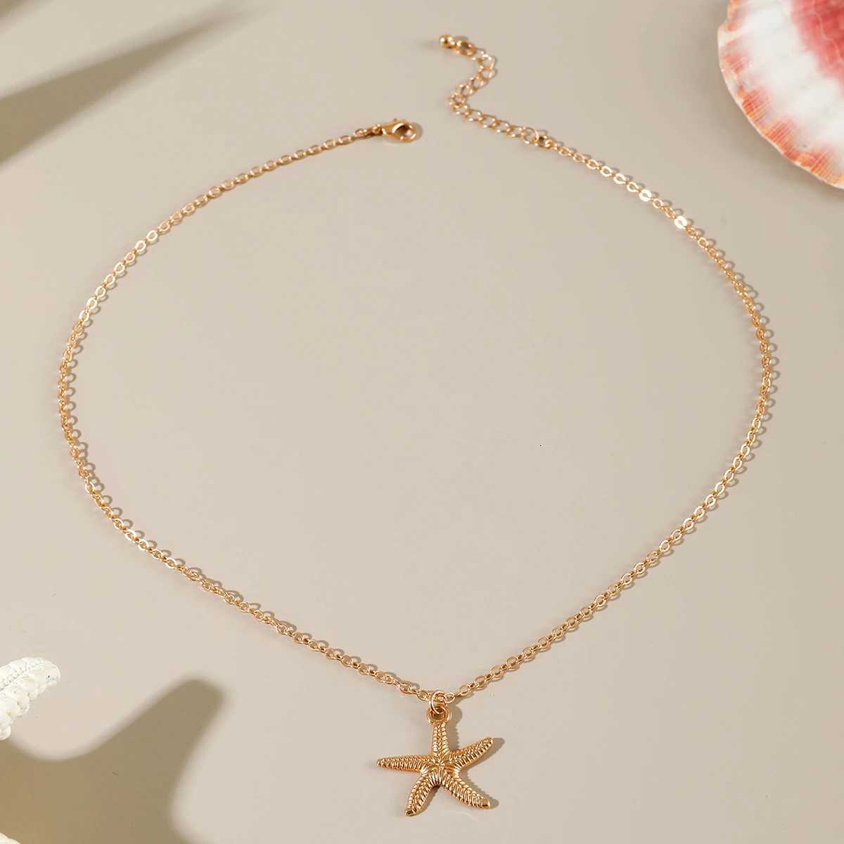 Tocona Bohemia Starfish Shell Flower Pendant Necklace for Women Fashion Pearl Stone Color Measle Necklaces Jewelry Party 26860 XJ250717