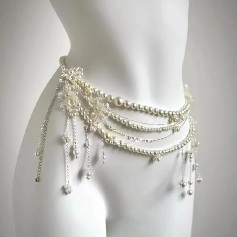 Y2K Belt Multilayer Pearl Waist Chain for Womens Fashion Retro Character Playing clothes Accessories Party Belts 250715