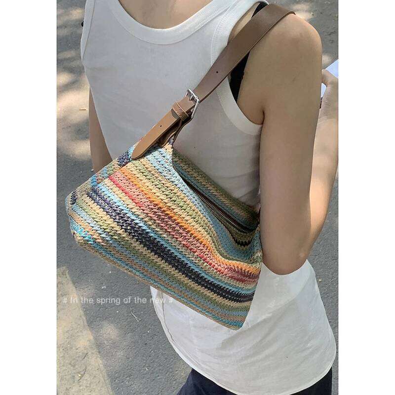 Miyagawa Summer Niche Underarm Bag Women's 2024 New Fashion Hand-Held Grass Woven Versatile Single Shoulder Crossbody Bags