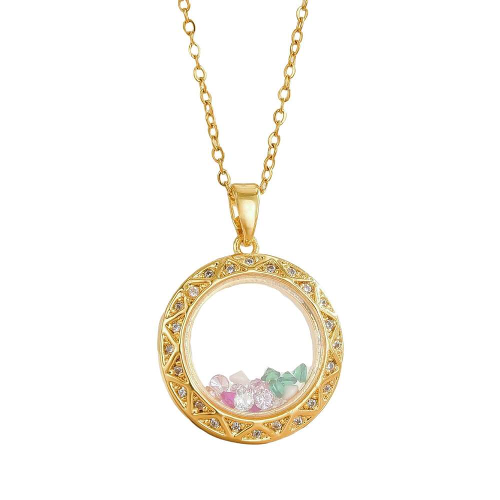 Heart Geometric Necklace For Women, Copper Gold-Plated Zircon Pendant, Niche Design, High-End Clavicle Chain 0Ec