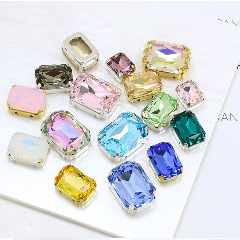 Rectangular octagonal crystal glass claw diamond DIY crystal diamond rhinestone clothing accessories material