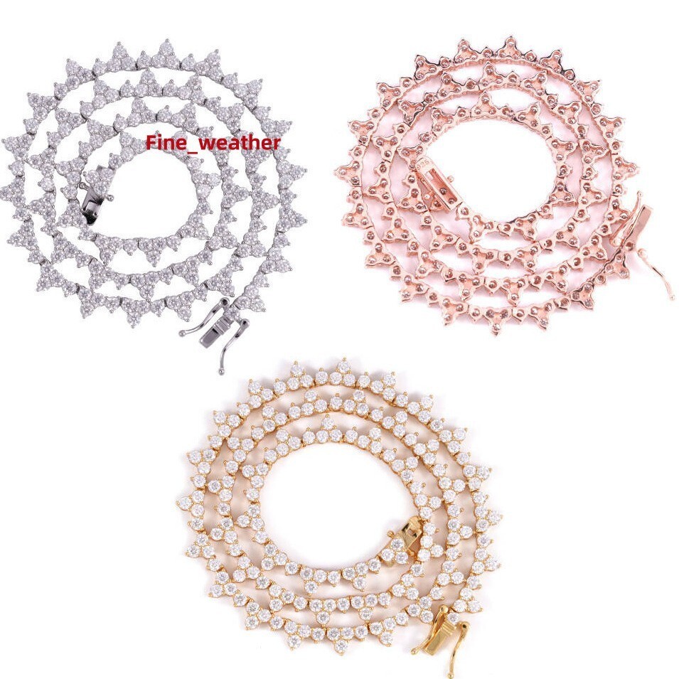 925 Silver Hip Hop Moissanite Tennis Chain Stylish Necklaces Collection