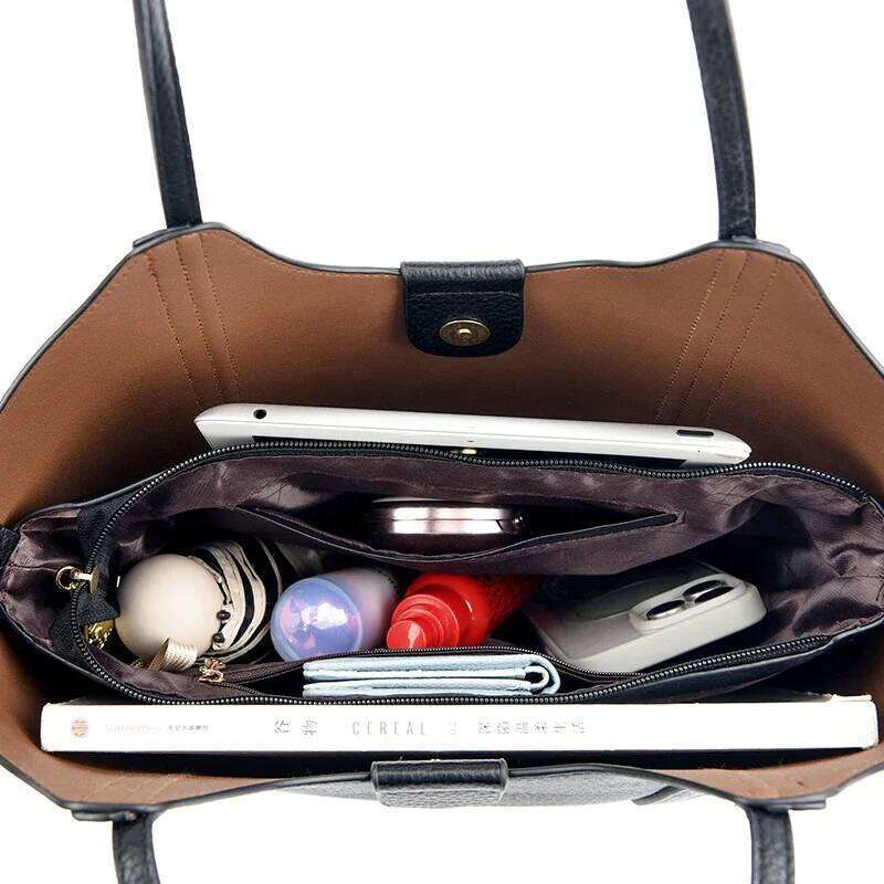 Elegant Women's Handbag Quality Leather Top-Handle Ladies Solid Color Shoulder Crossbody Bag Casual Tote Purse Messenger Sac