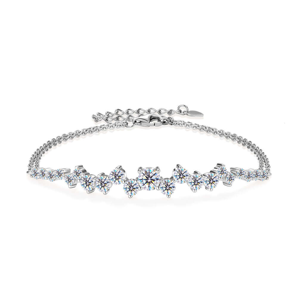 Internet Celebrity S Pure Sier Starry Moissanite Bracelet Light Niche High-End Jewelry Gift For Girlfriend's Birthday 8D3