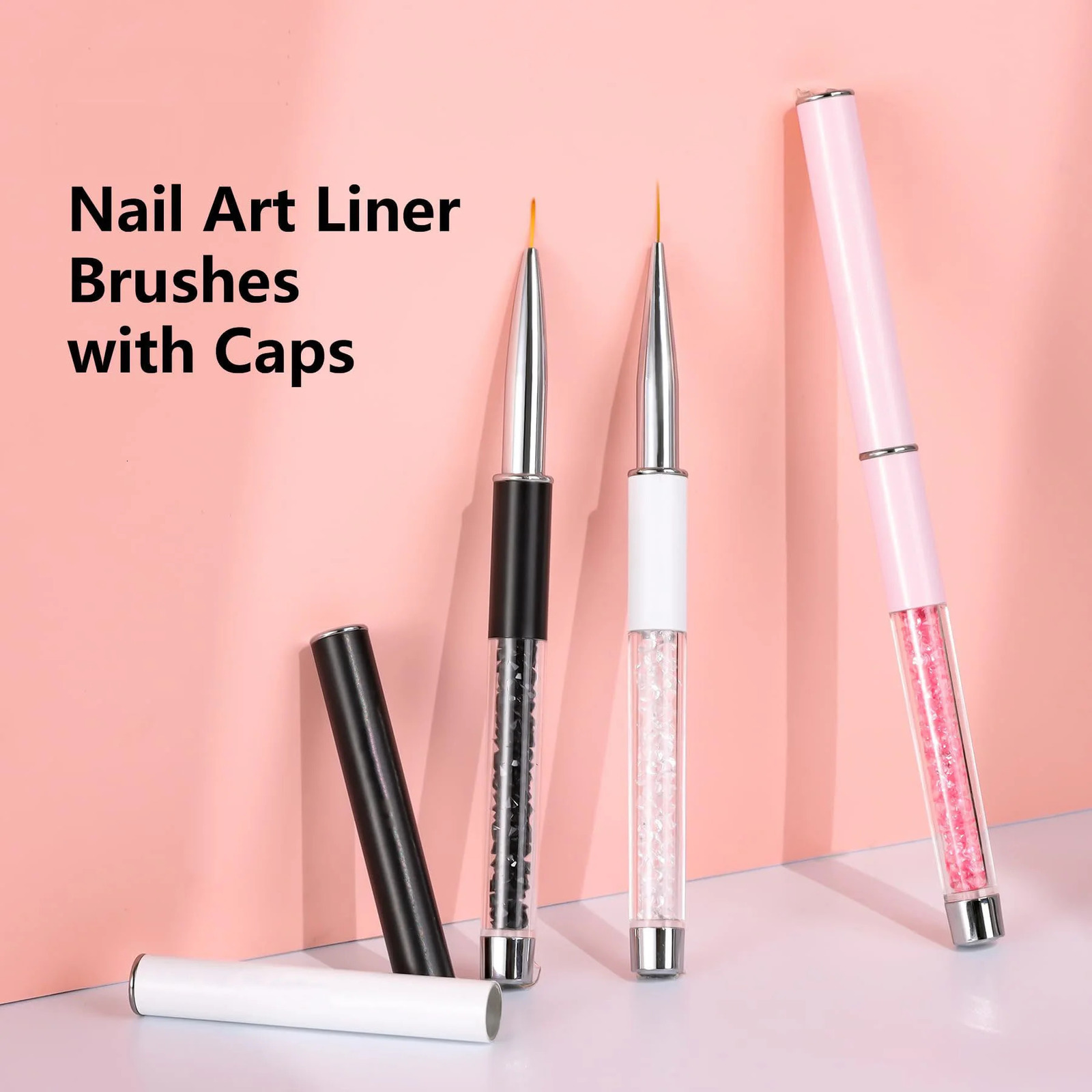 Nail Art Brushes 7/9/11mm Liner Brush with Shiny Diamond Handle Caps Gel Nail Painting Brush Nail Drawing Brushes 250716