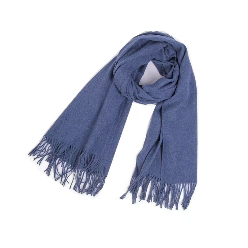 T1235 new autumn and winter scarf women's full tassel solid color scarf shawl dual use
