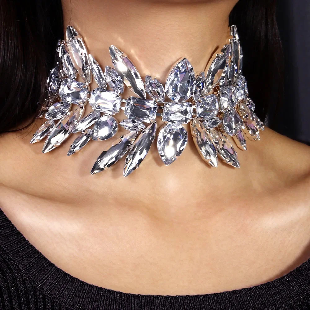 Vintage Geometric Choker Necklace Crystal Collar Wedding Gifts Fashion Statement Accessories for Women Jewelry Decor 250716