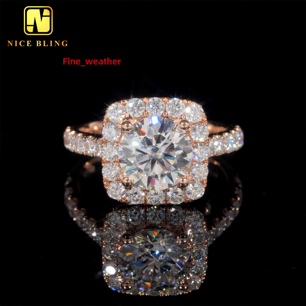 Classic Diamond Wedding Rings Women 14K Real Gold Round Cut VVS Moissanite Engagement Ring for Women
