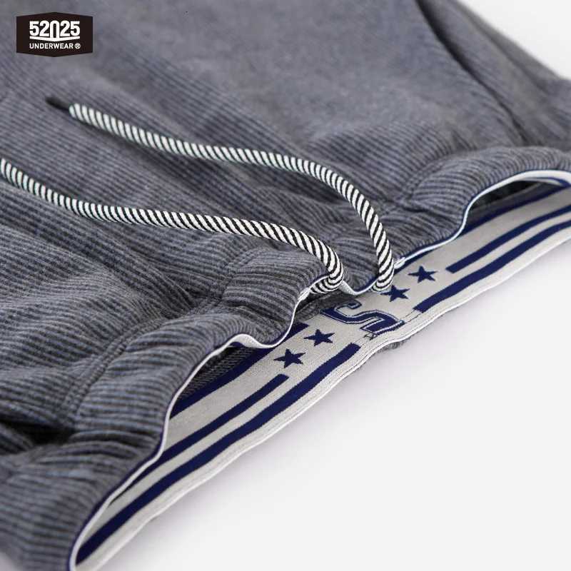 52025 Mens Organic Cotton Pants - Comfortable Lounge Sweatpants for Home Leisure. Soft Breathable and Thick Striped Pants W250717