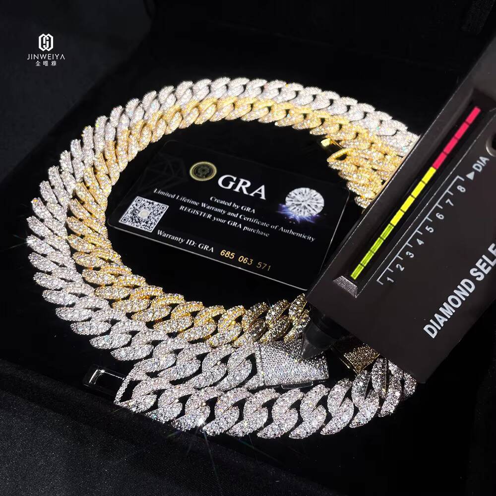 JWY Fully Iced Out 14mm Cuban Chain VVS Moissanite Hip Hop Jewelry for Rappers New Style Necklace