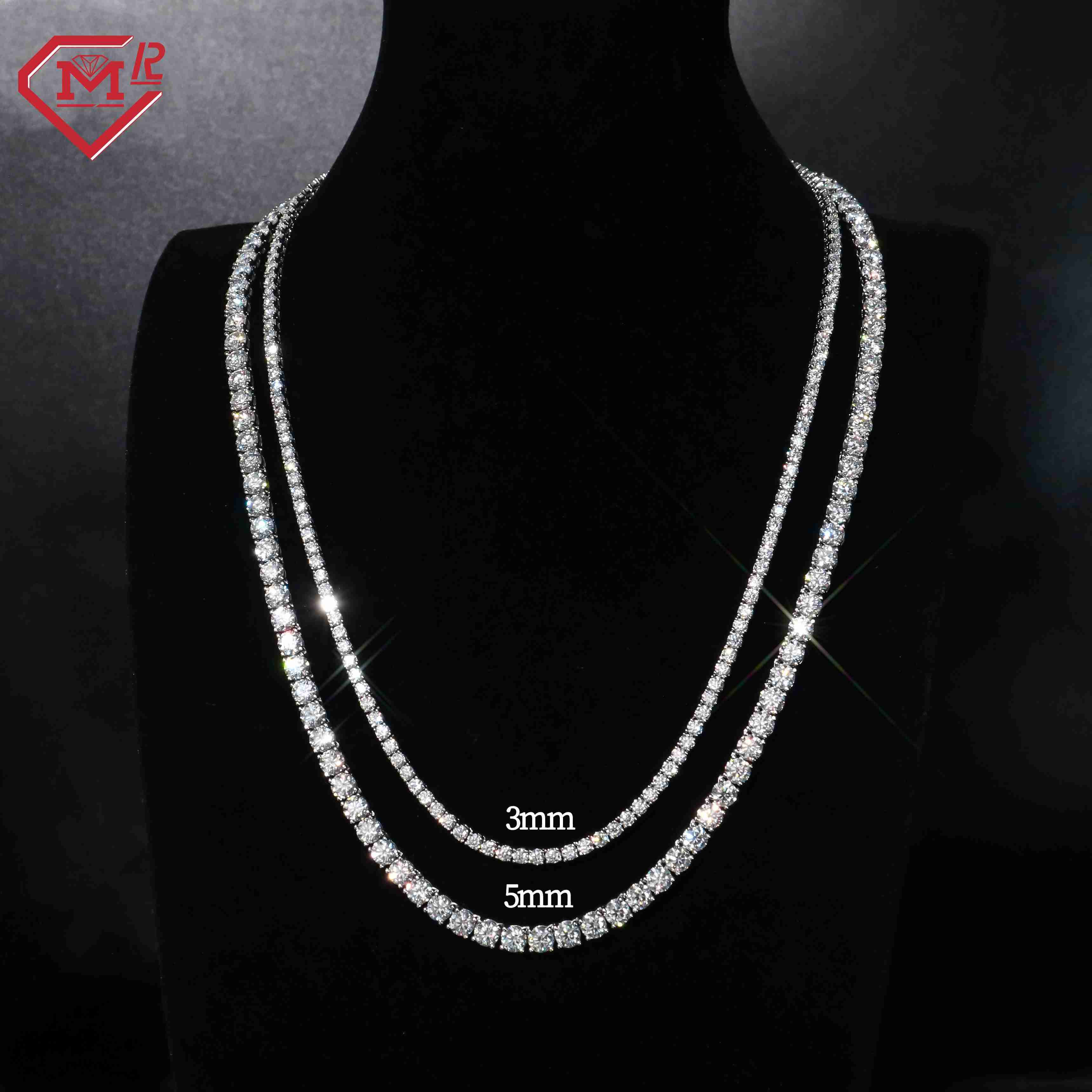 Dropshipping Tennis Chain 3MM 5MM Luxury Vvs Moissanite Diamond S925 Tennis Chain Necklace for Men Women