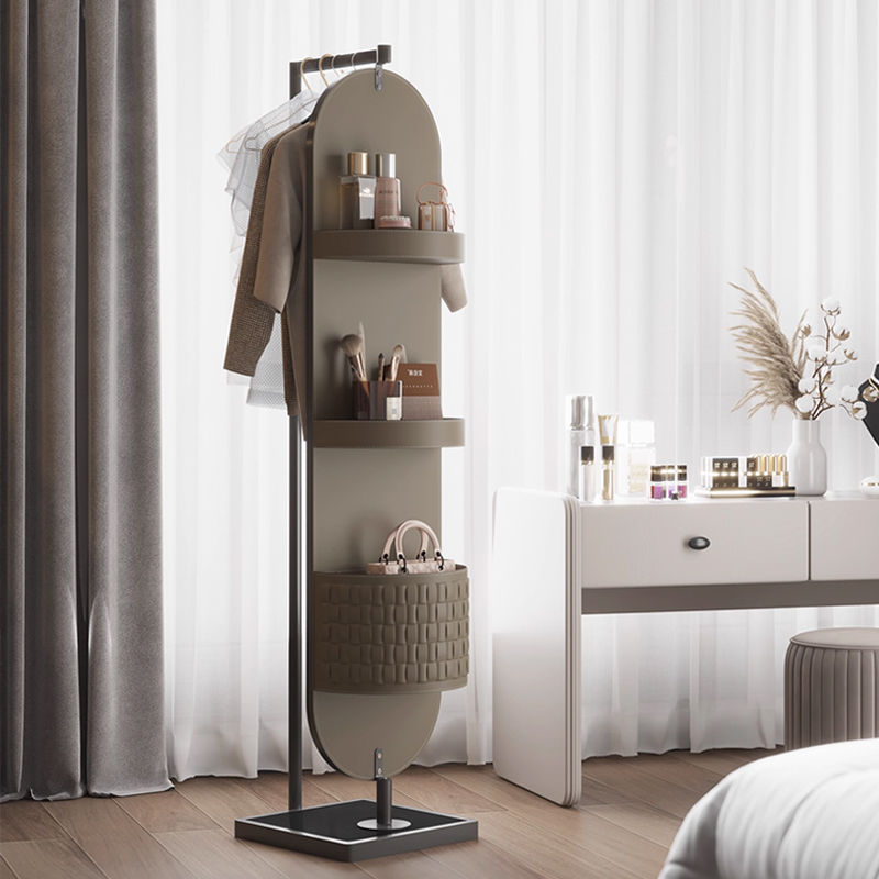 dressing mirror Elegant Double-Sided Floor Standing Mirror Cabinet with Storage