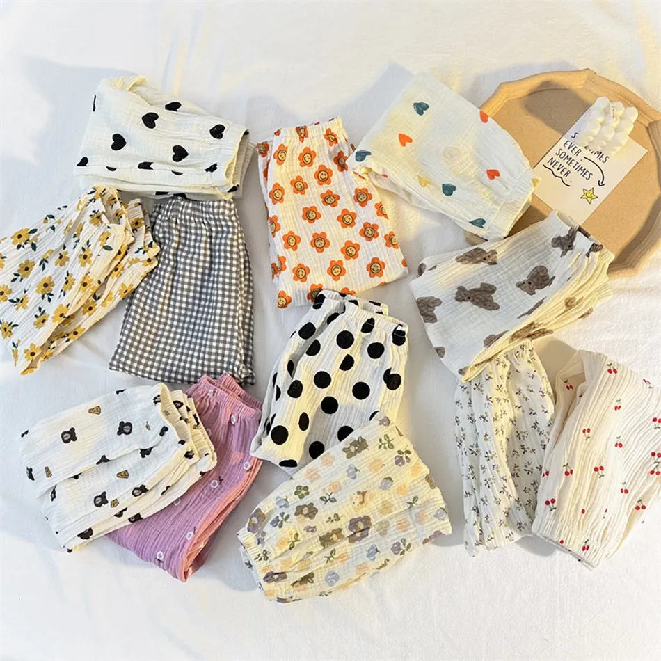 Kids Trousers Baby Summer Korean Bottoms Girls Cartoon Muslin Bloomer Children Casual Elastic Waist Playwear Fashion Clothing 250715