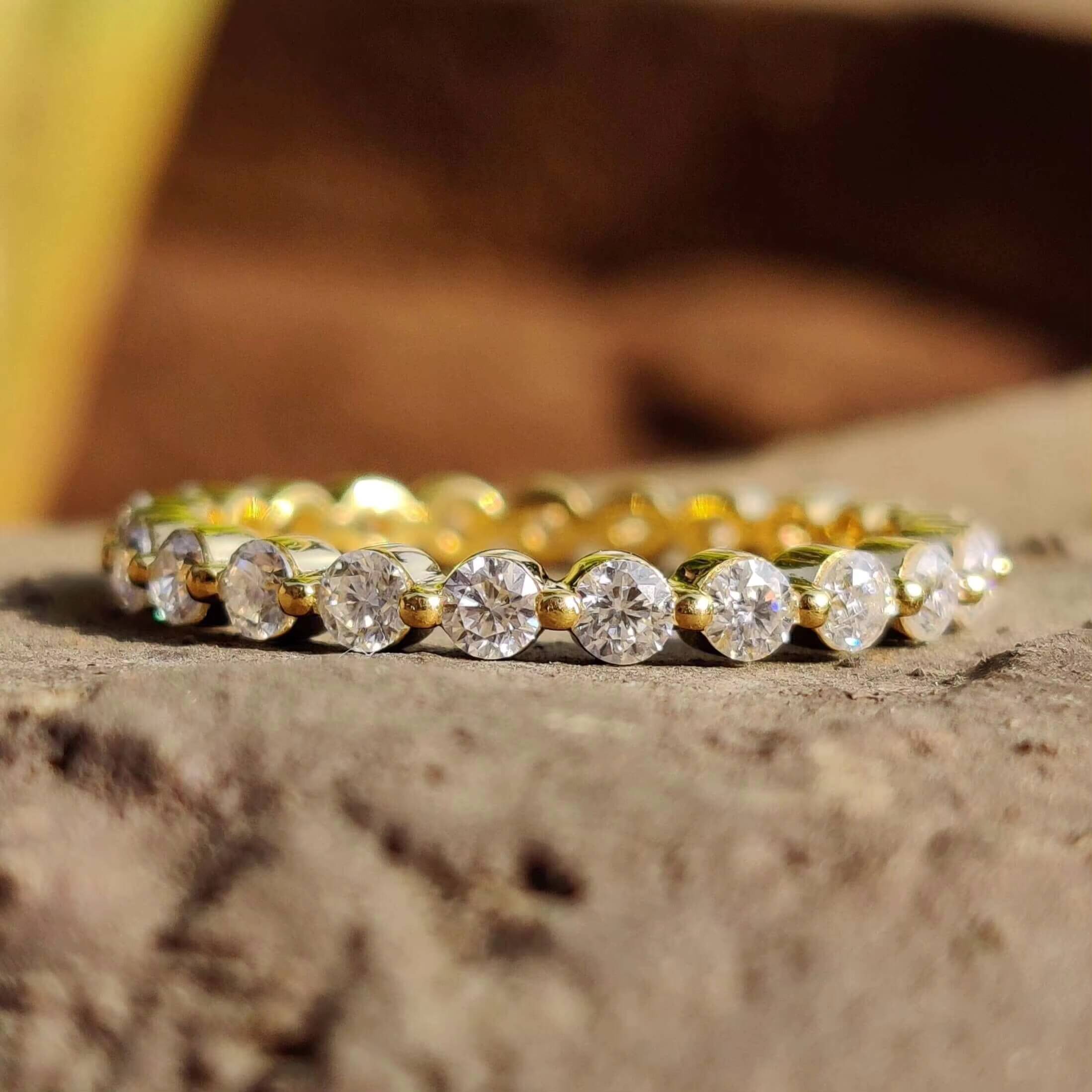 Wholesale Engagement Wedding Rings Fine Jewelry Women VVS Eternity Moissanite Diamond 10K 14k 18k Solid Real Yellow White Gold