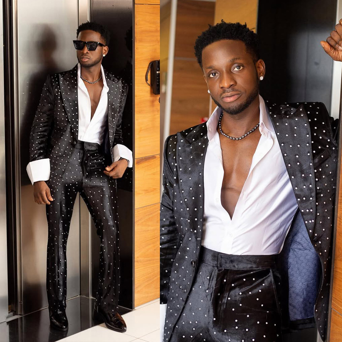 The Boutique Men's Suits 2 Pcs Blazers Pants Shining Groom Tuxedos Male Wedding Clothing Customized