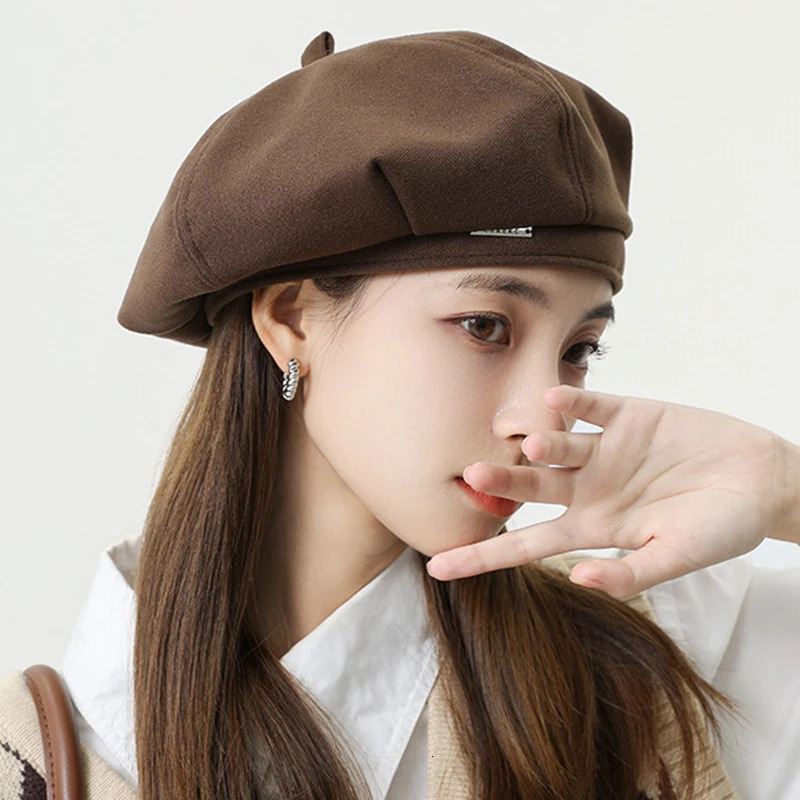 Solid Color Women Berets Korean Fashion Retro Octagonal Hat Elegant Lady Artist Painter Cap Y2K Kpop Egirl sboy Beanie Bonnet 250716