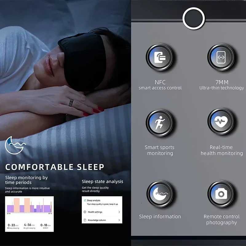 20 Ceramic Shell Smart Ring Health Tracker Rings Sleep Tracking Heart Rate Waterproof Fitness Tracker With Charging Case W250717