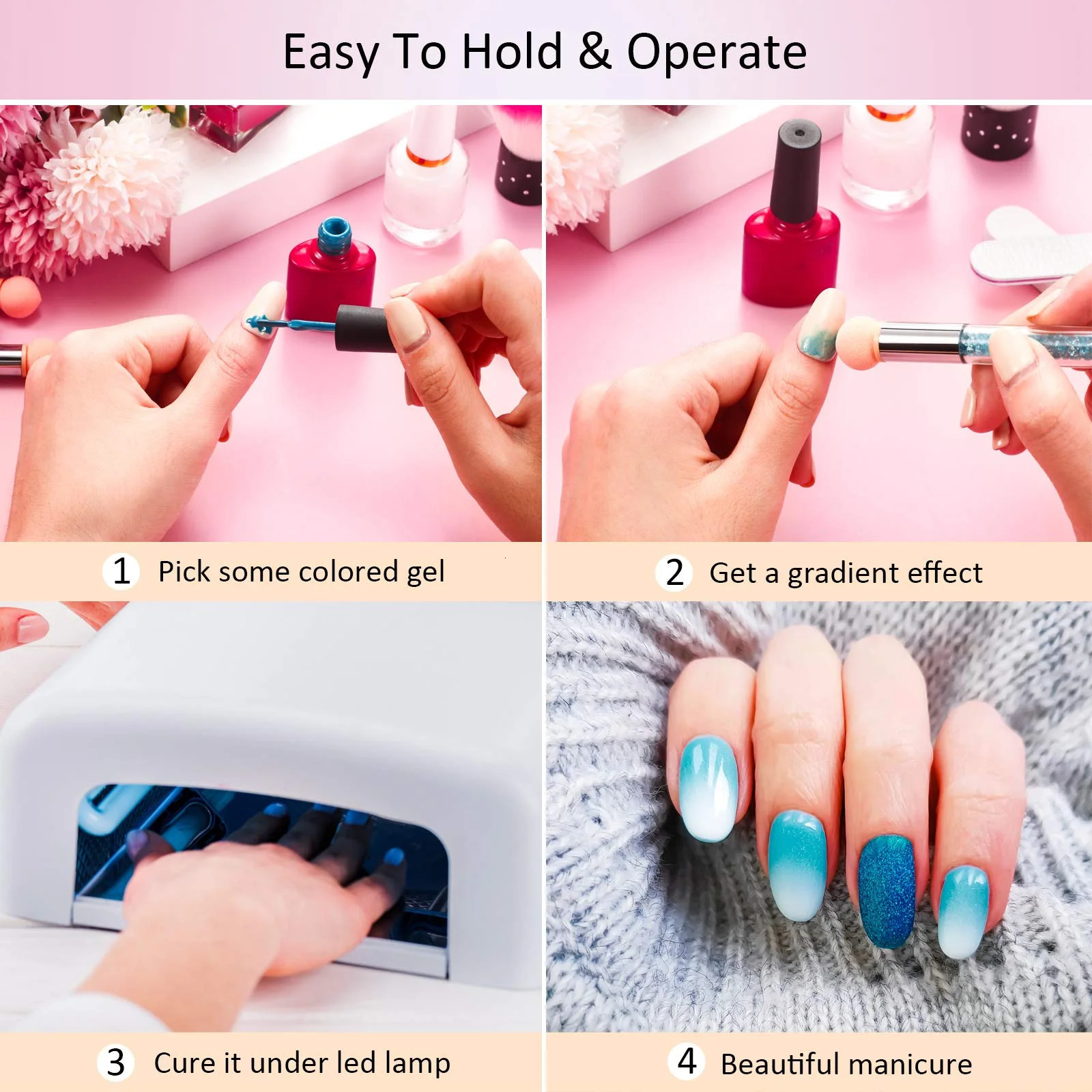 Sponge Nail Brush Picking Dotting Gradient Pen Brush Double Head Sponge Nail Brush Handle Acrylic Nail Painting Brush 250716