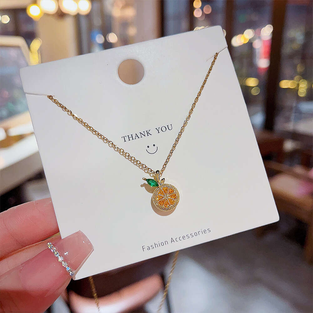 Titanium Steel Non-Fading Fresh Pendant Lemon Necklace Light Elegant Versatile Small Design Collarbone 2023 New Model 5D2