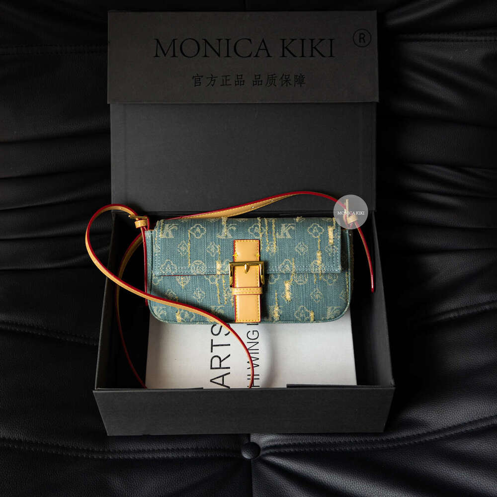 Monica Chic Denim Distressed Niche Vintage Single Shoulder Free shipping Crossbody Small Square Bag for Women Versatile