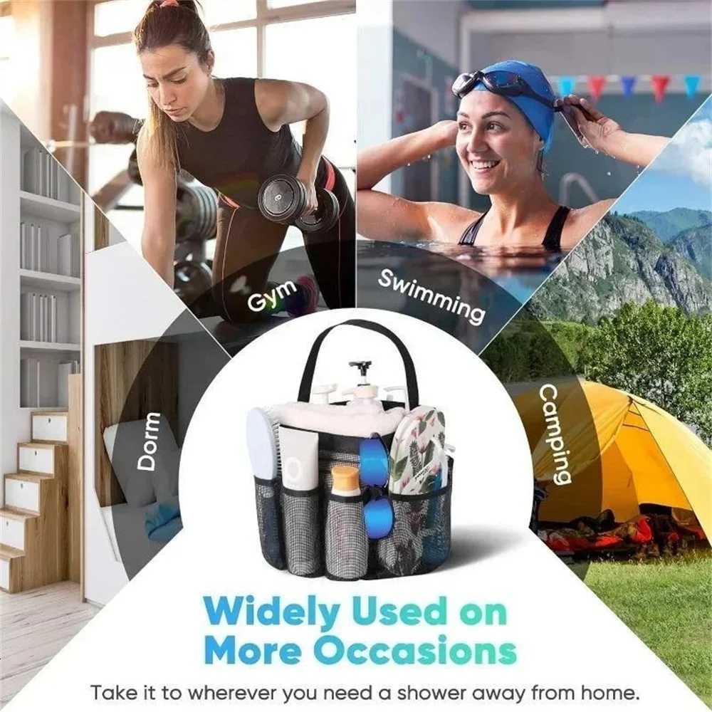 Beach Bags Mesh Quick Dry Shower Tote Shower Stand Cosmetic Bag Transparent Bag Portable Swimming Gym Tote Bag Z250717