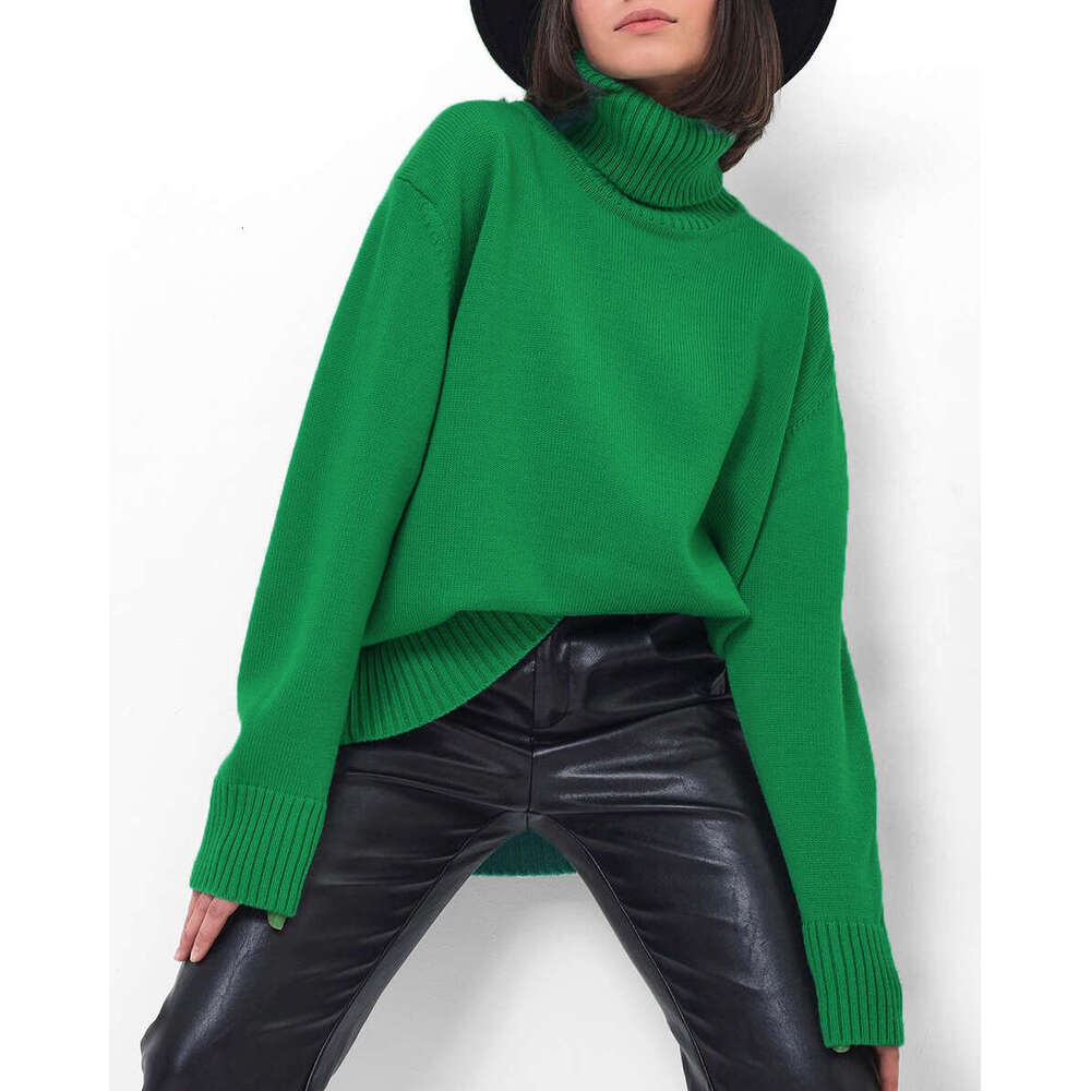 Russian Solid Color Women's Knitted Pullover Turtleneck Sweater Loose Fit 066 B5