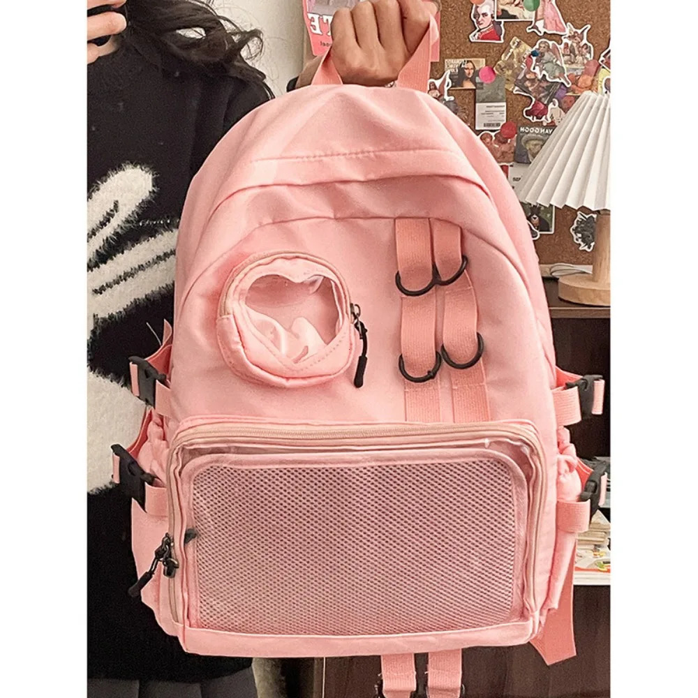 Collage Style School Bag For Teenage Girl Itabag Kawaii Backpack Transparent Love Heart JK Backpack Women 2024 Laptop Bag 250714