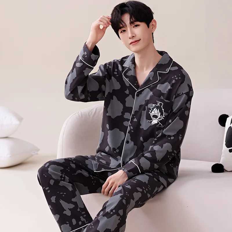 Cotton Pajamas Mens Spring and Autumn Long Sleeve Pants Men Can Wear A Large Size Home Suit Cozy Thermal Pajamas for Both Men and Women W250717